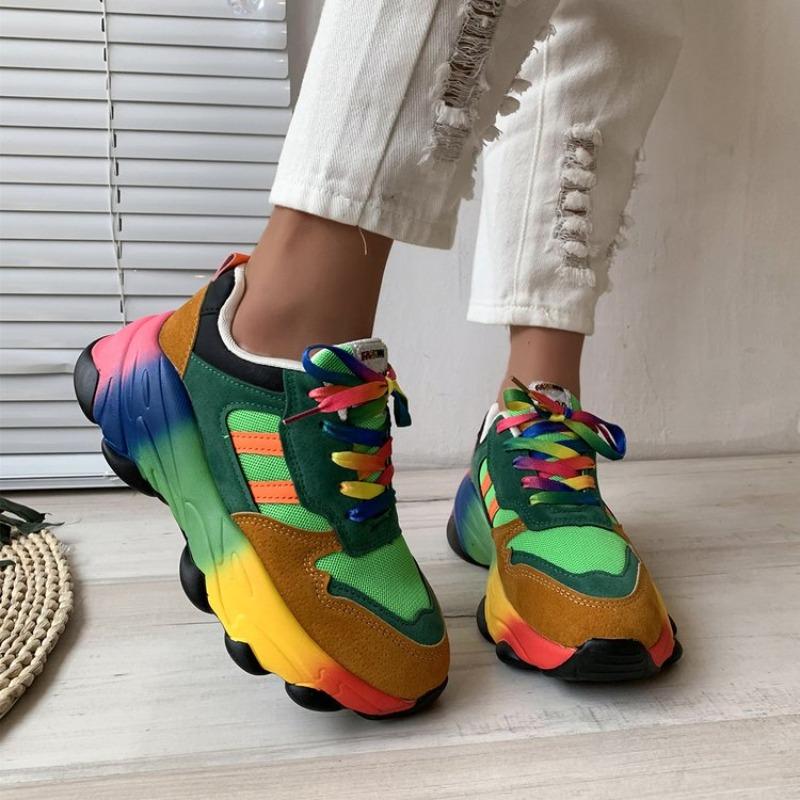 Fashion Women Sneakers Spring Autumn Sports Shoes Multicolor Casual Lace-up Comfortable Platform Running Shoe Footwear Plus Size 43