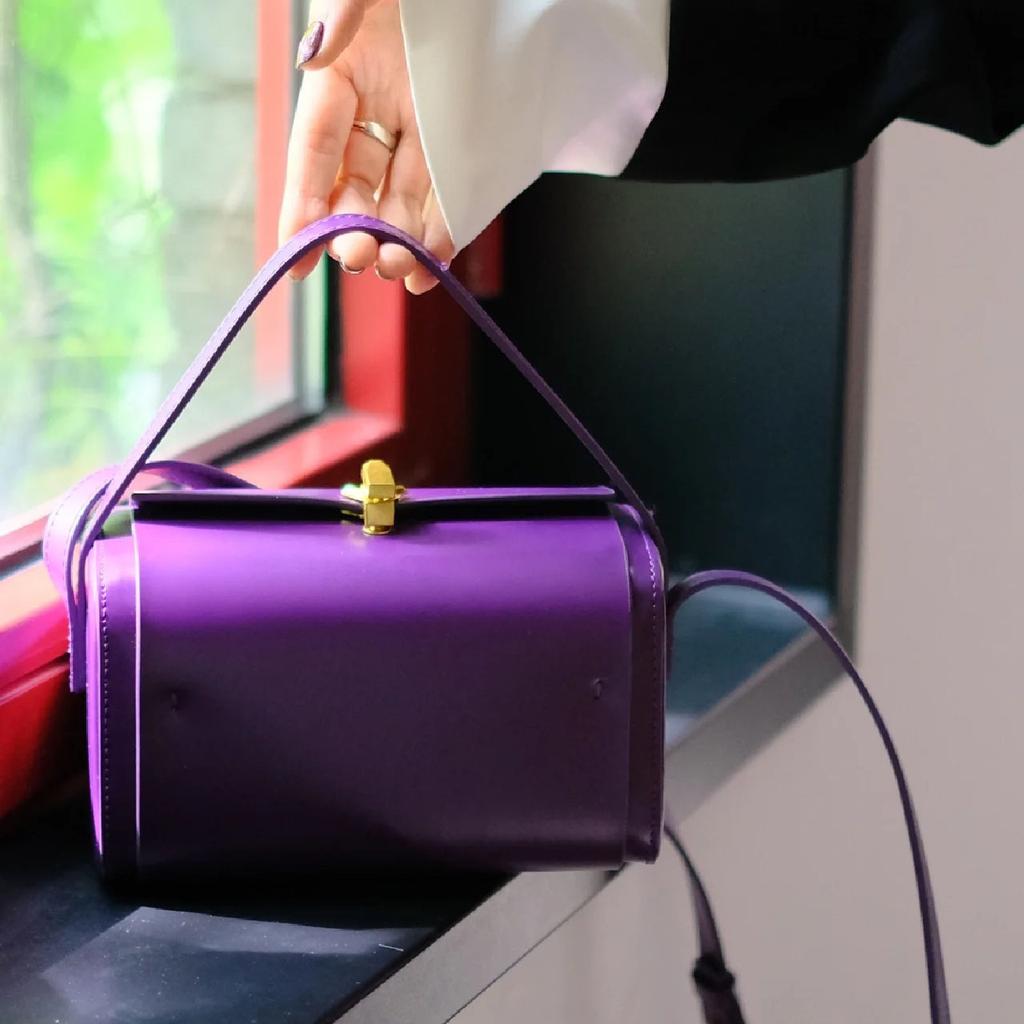 Малиново-фиолетовая сумка-коробка Boston, новая модная портативная маленькая квадратная сумка-ниша с кожаным ремешком через плечо