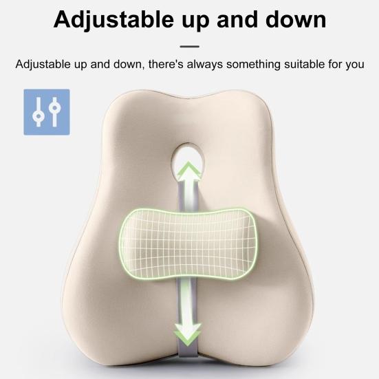 Подушка для поясничной поддержки Подушка для поддержки спины из пены с эффектом памяти Поясничная подушка для стула с регулируемым ползунком для офисного стула, компьютерного кресла, для долгих часов сидения