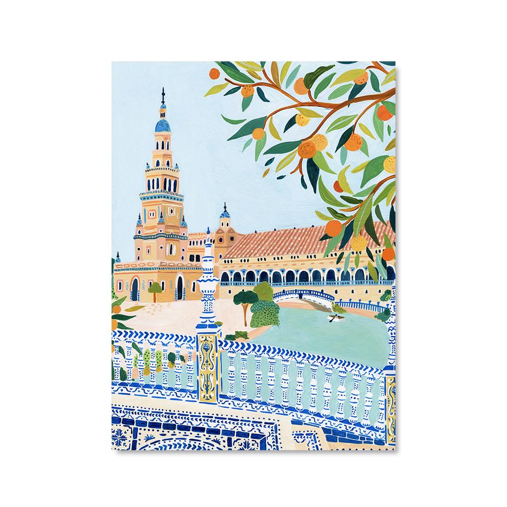 Travel City Posters Barcelona Turkey Italy Landscape Canvas Painting Nordic Living Room Home Decor Wall Art Pictures Cuadros