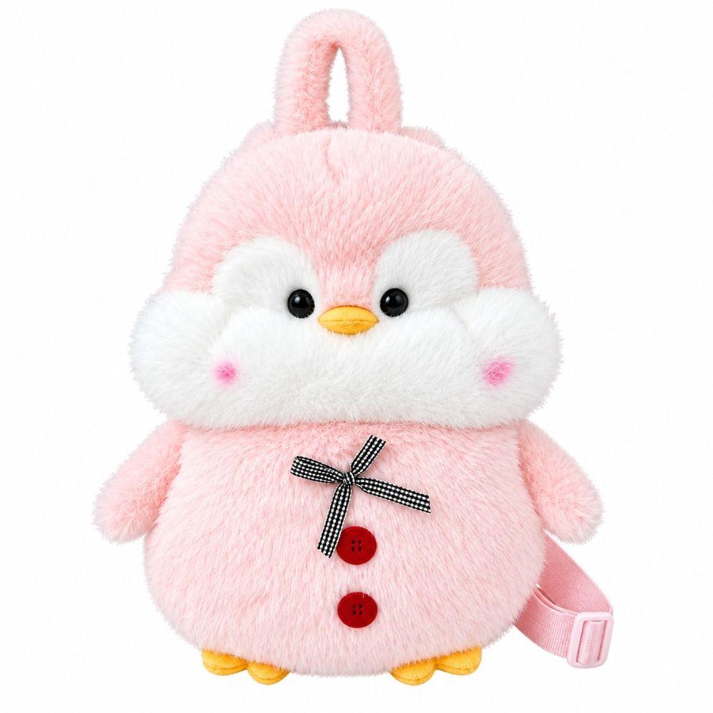 Soft Cartoon Animal Backpack Cartoon Kids Plush Backpack Gifts Penguin School Bag Daily Use