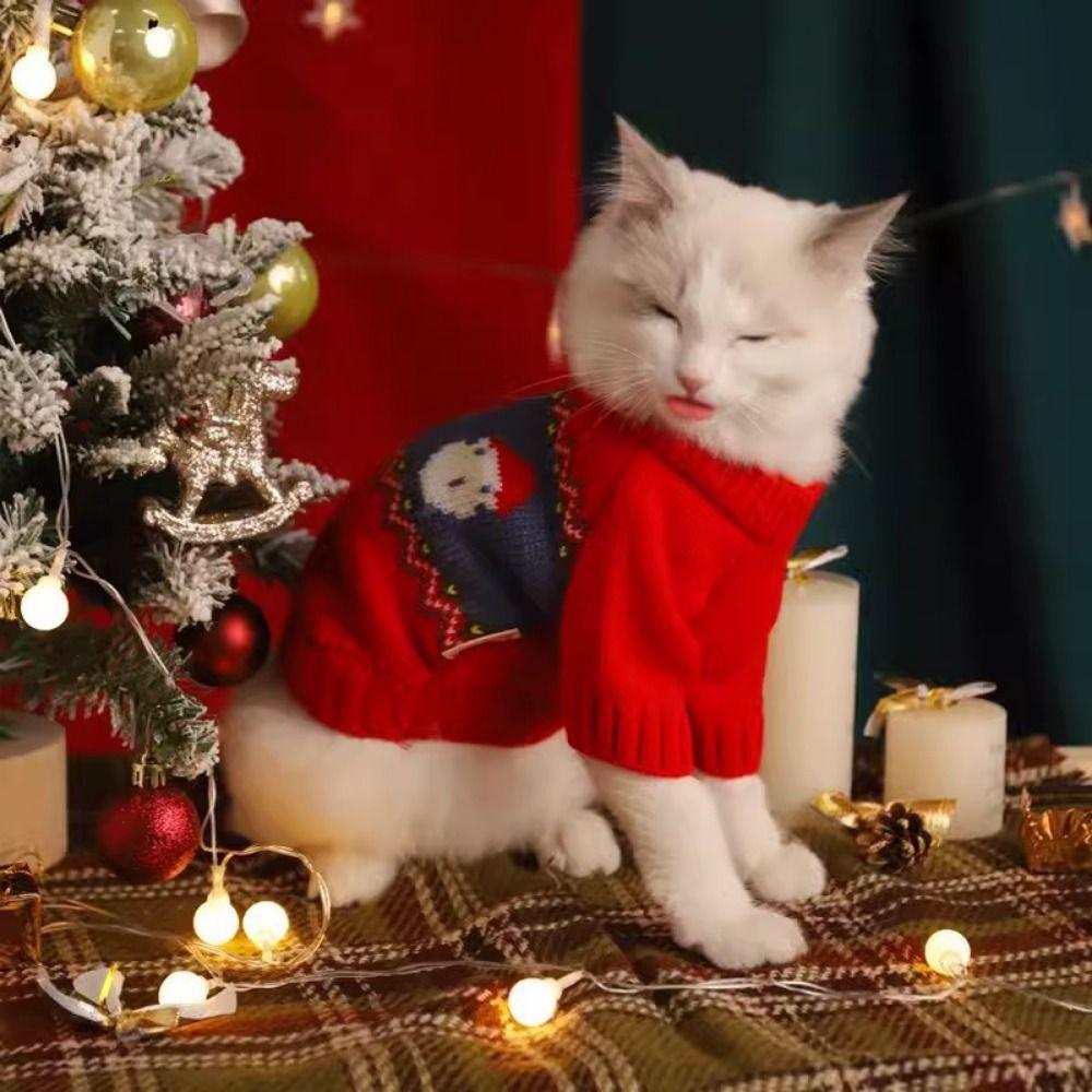 Knitwear Pet Sweater Puppy Pet Turtleneck High Quality Cat Clothes  Christmas Decoration
