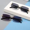 Rimless Sunglasses Rectangle Fashion Popular Women Men Shades Small Square Sun Glasses For Female Male Summer Traveling Oculos