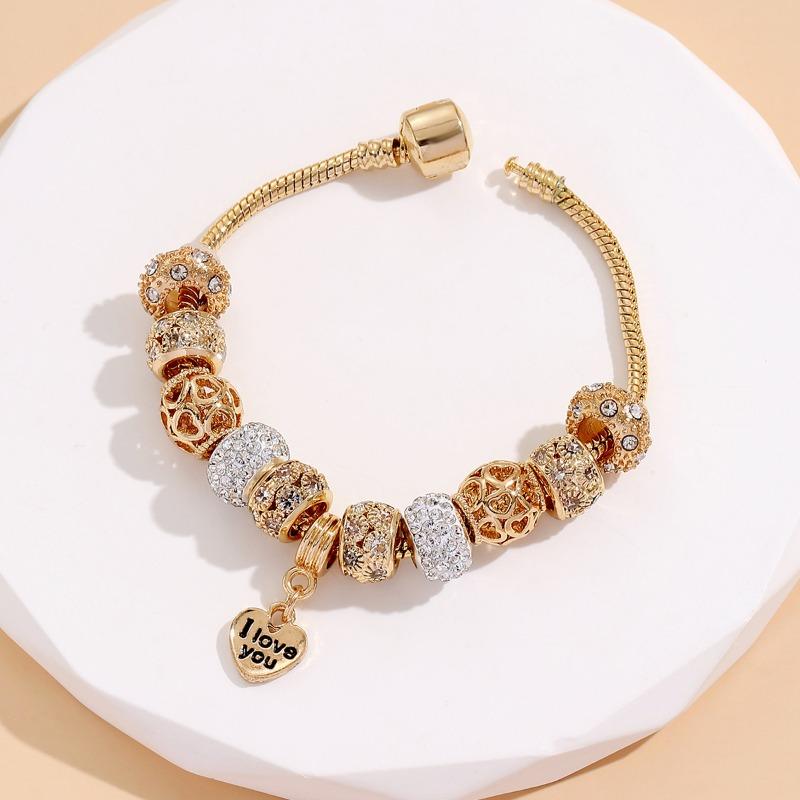 GemChic женский изысканный сплав полые бусины горный хрусталь браслет классический этнический эластичная цепочка на день рождения рождественский подарок ювелирные изделия