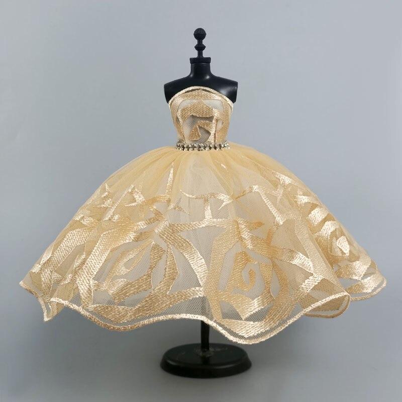 Золотая балетная пачка для куклы Барби, наряды, одежда, аксессуары для кукол 1/6, 3-слойная юбка со стразами, бальное платье для вечеринки, игрушки