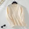 Осень и зима 2024 года, новый европейский и американский свитер с круглым вырезом и выемкой из жареного теста, однотонный женский свитер