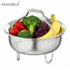 Паровая корзина из нержавеющей стали со складной ручкой, корзина для слива овощей и фруктов для отделения риса и супа, паровая подставка