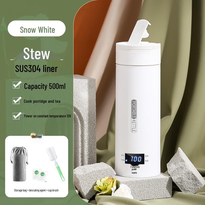 Портативный мини умный электрочайник и термокружка с USB-зарядкой для путешествий.