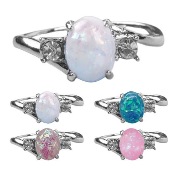 Женское кольцо изысканное овальное опаловое горный хрусталь украшение на безымянный палец