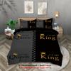 3pcs Fashionable Black Gray Crown Design Printed Bedding Set Comfortable and Breathable Down Duvet Cover
