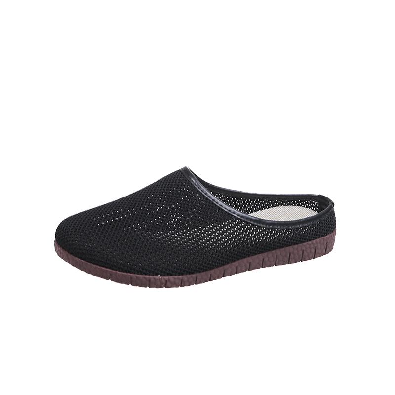 New Women's Summer Baotou Flat Sole Mesh Slippers Rubber Sole Breathable Comfortable Home Slipper Office Slipper Outdoor Slipper