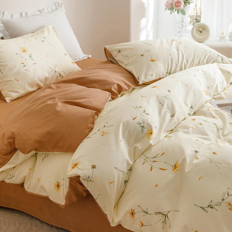 Ins стиль, чистый хлопок, четыре предмета, студенческая общежития, кровать, наволочка, пододеяльник, простыня, комплект из трех предметов