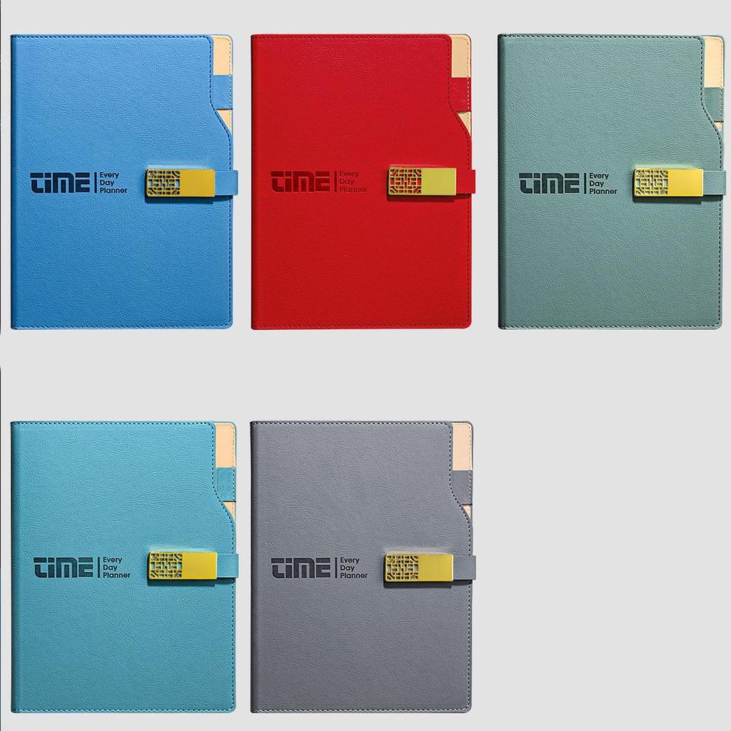 A5 Leather Business Notebook, Buckle-mounted Work Meeting Record Book, Notepad, Student Subject Notes, Thickened Diary, Lined Pages