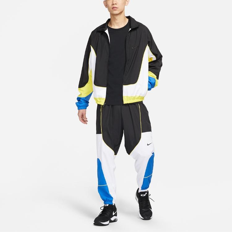 Nike Throwback Colorblock Woven Sports Basketball Jacket Black Men's CV1932-013