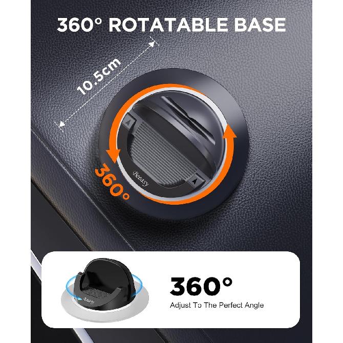 Beeasy Car Phone Holder Mount, 360° Rotation Dashboard Phone Holder, Silicone Non-Slip Cell Phone Car Mount, Universal for iPhone 17/16 Pro Max,