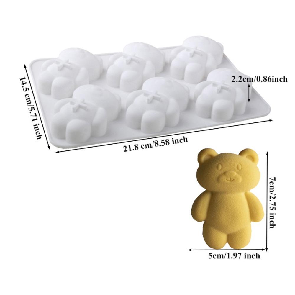 6/8/12 Cells Baking Cake Molds Little Bear Shape Food-Grade Silicone Chocolate Mold Reusable Heat-Resistant Pudding Mould