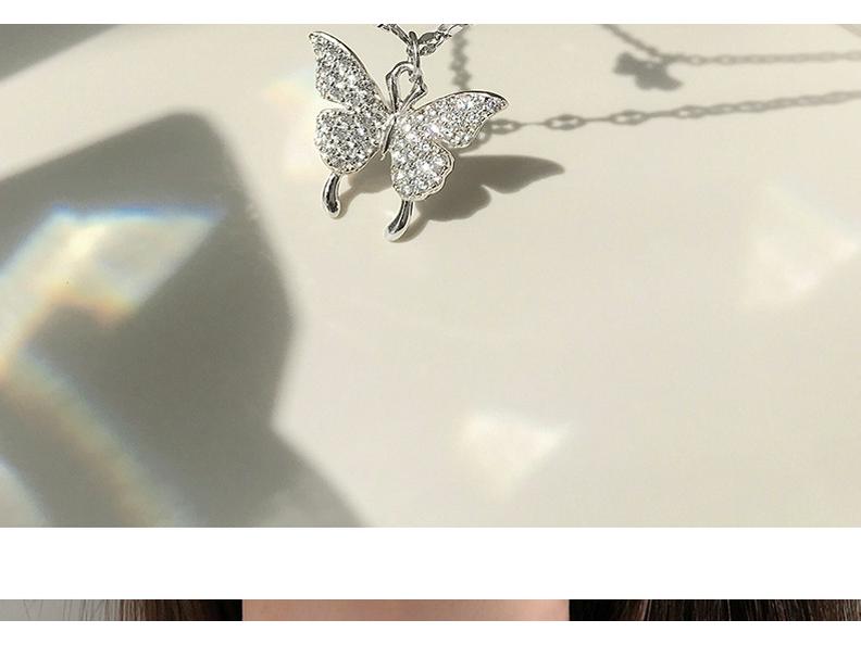 S925 Silver Double Layer Butterfly Necklace – Elegant European & American Design