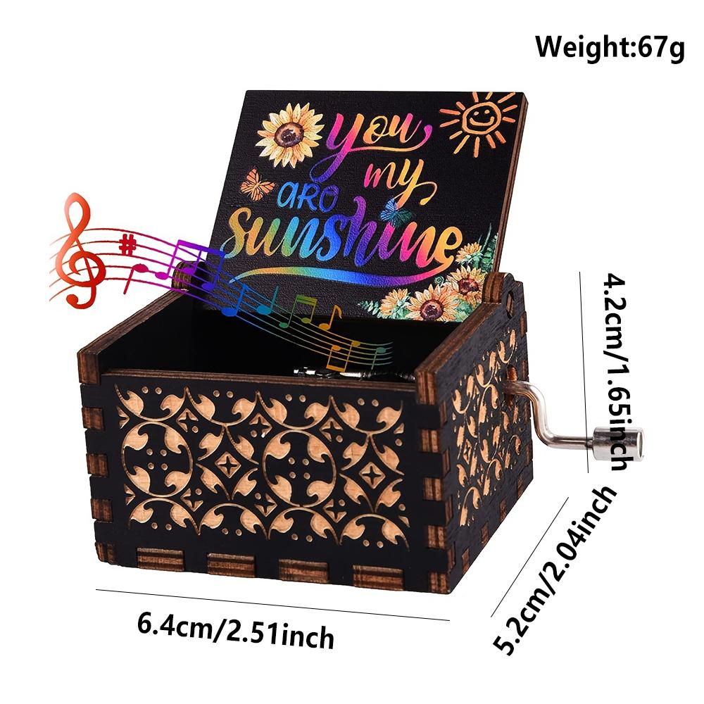 1pc Music Box, You Are My Sunshine Vintage Engraved Wood Music Box, Musical Box Gift For Daughter/Wife/Mother/Friends, Mechanism