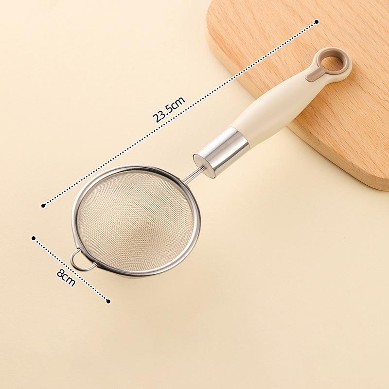1/3Pcs Fine Mesh Flour Sieve 304 Stainless Steel Colander Juice Soybean Milk Filter Plastic Handle Oil Strainer Spoon Utensils