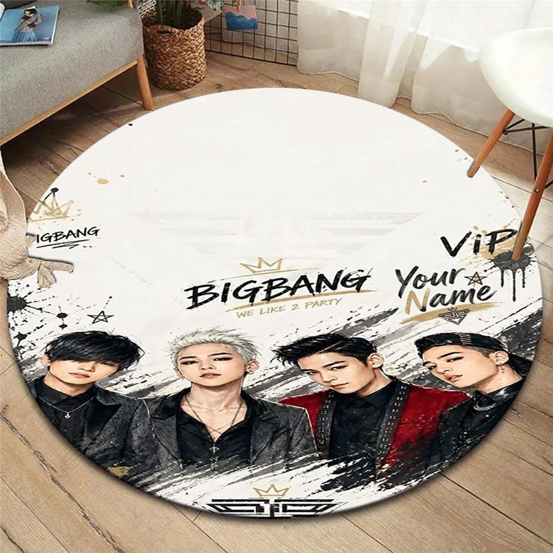 Ковер с музыкой Bigbang, с индивидуальным именем, круглый, для гостиной, спальни, дивана, игровой комнаты, Декор, противоскользящий коврик