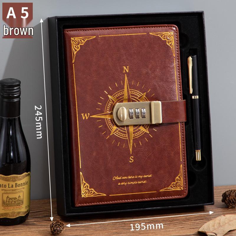 Ретро блокнот на пароле с замком 2025 - Простой и литературный дизайн для мужчин и женщин