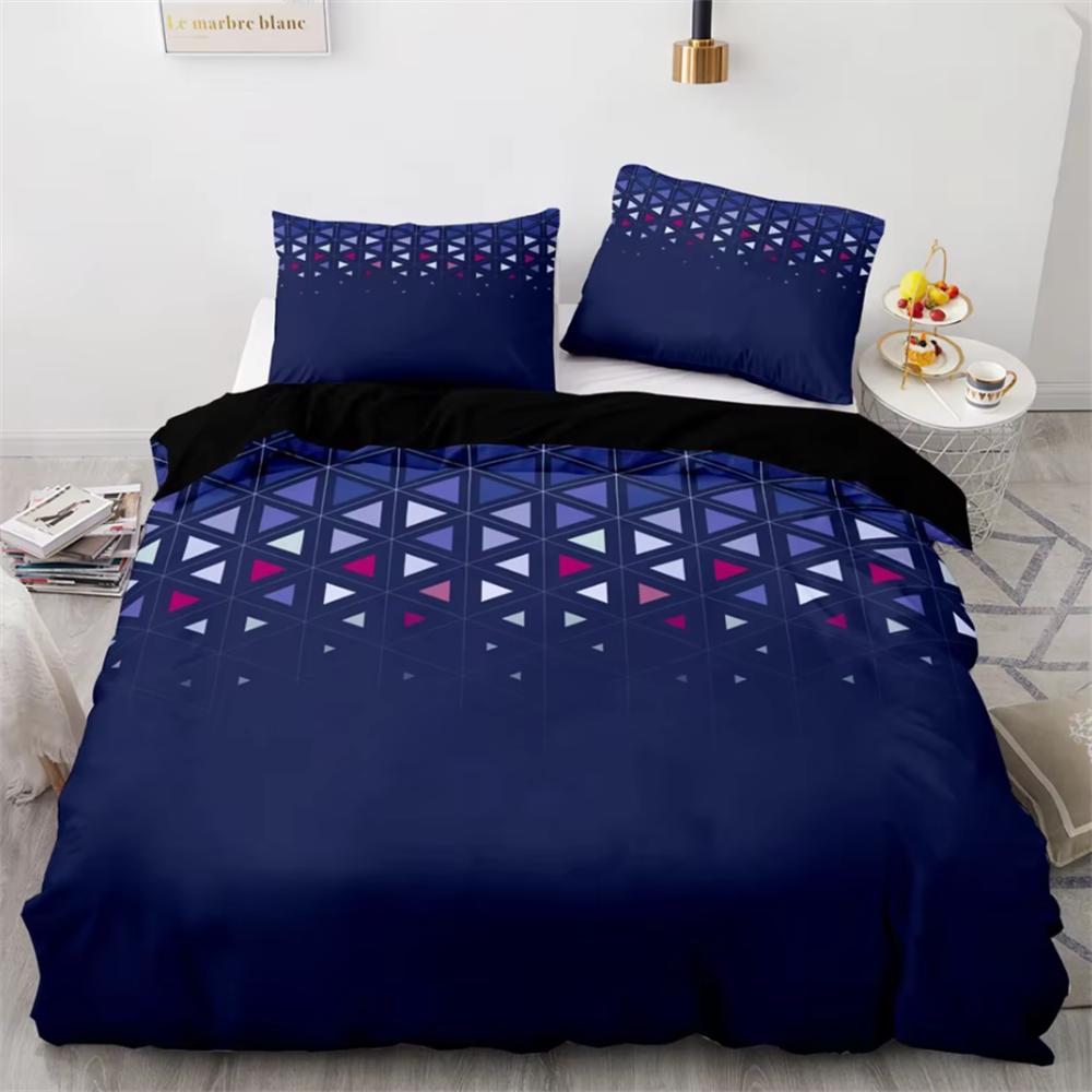 Роскошные комплекты постельного белья из черного мрамора с 3D-принтом, красные светящиеся многоугольные сетчатые узоры, односпальные, двуспальные, двуспальные, двуспальные, королевского размера, пододеяльники