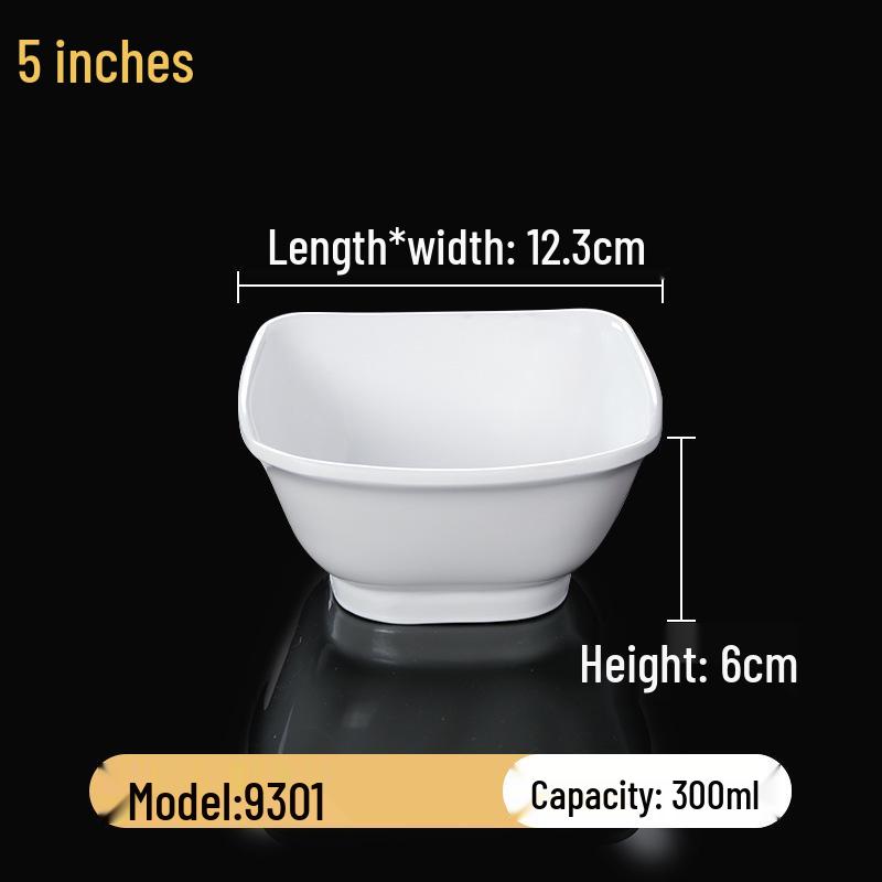 Набор квадратных меламиновых мисок: Идеально для хот-пота, соусов, риса, каши и супа - для коммерческого и ресторанного использования.