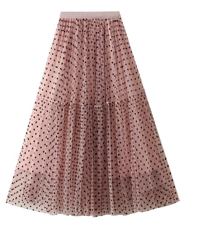 Autumn and Winter Half-body Cake Skirt, Oversized Umbrella Skirt, Long Heavy Industry Flocking Polka Dot A-shaped Skirt, Fluffy Skirt