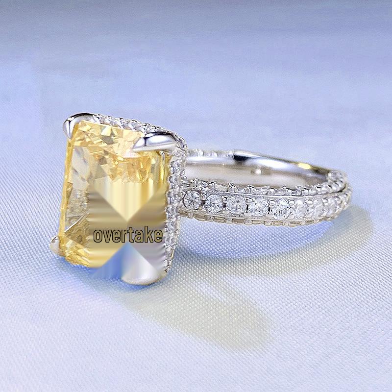 Кольцо с бриллиантом из серебра 925 пробы Hui Zhi Yi 10x12 мм - Европейский и американский бестселлер 2023 года