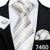 Дизайнерский мужской полосатый галстук, деловой классический галстук, носовой платок, запонки, набор