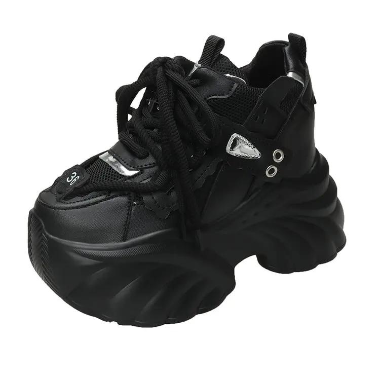 Модные женские кроссовки на платформе, повседневная обувь, горячая распродажа 2025, новые кроссовки на шнуровке на массивной подошве, танкетки, скрытые каблуки, обувь для отдыха для женщин