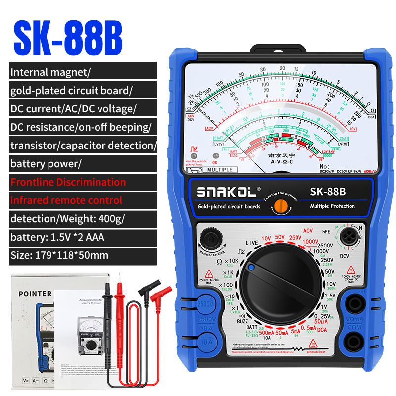 Snakol Pointer Multimeter AC/DC 2500V Volt-Ammeter Professional Analog Multimetro Resistor Tester With Coat Electrician Tool