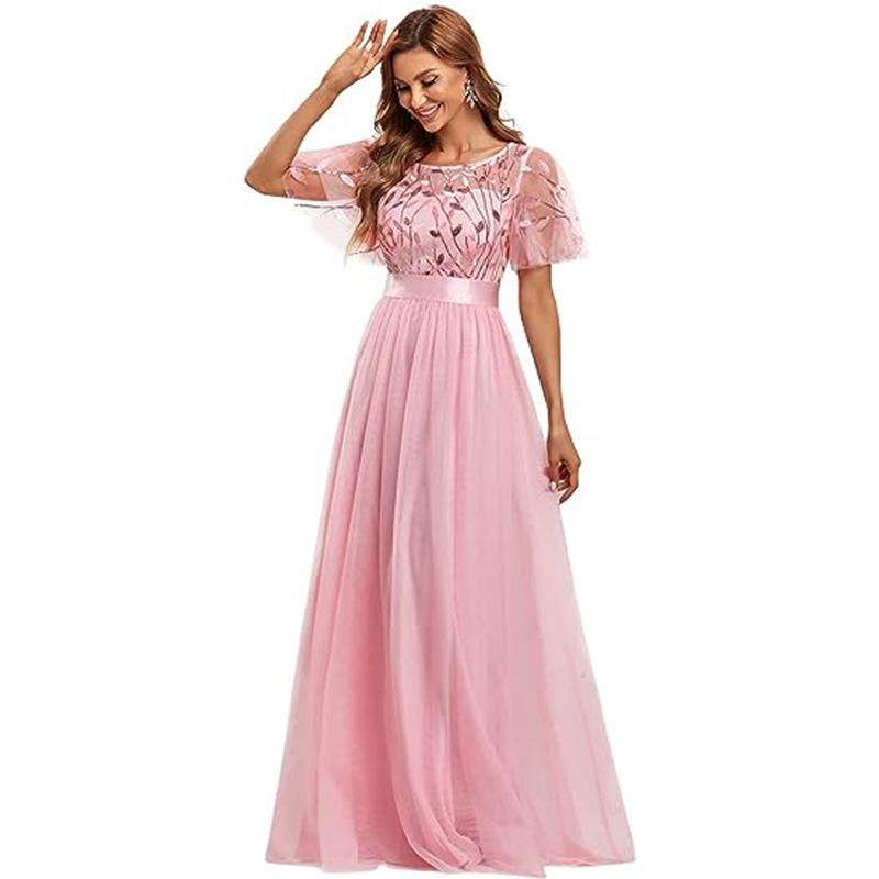 Dress new new dress long dress evening dress lace splicing dress women