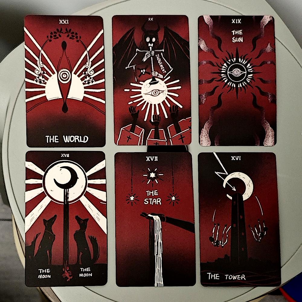 Dirty Red Tarot Deck 10.3*6cm 78 Pcs Tarot Cards Channel Energy Through Bold Strokes and Striking Contrasts