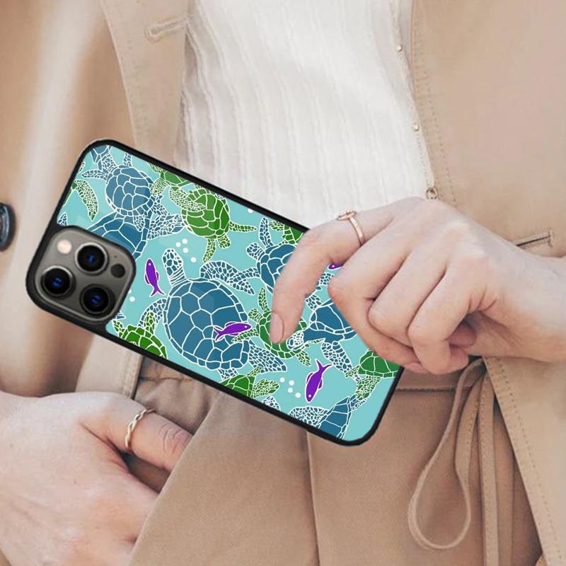 Магнитный чехол для телефона с плавающей морской черепахой для APPLE iPhone 17 Air 16 14 13 12 Pro Max 15 Plus Беспроводная зарядка с чехлом MagSafe