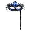 Fancy Party Masque Metal Masque with Handheld Stick Half Face Venetian Masque with Rhinestones for Women Men Prom Ball Mardi Gras Masquerade