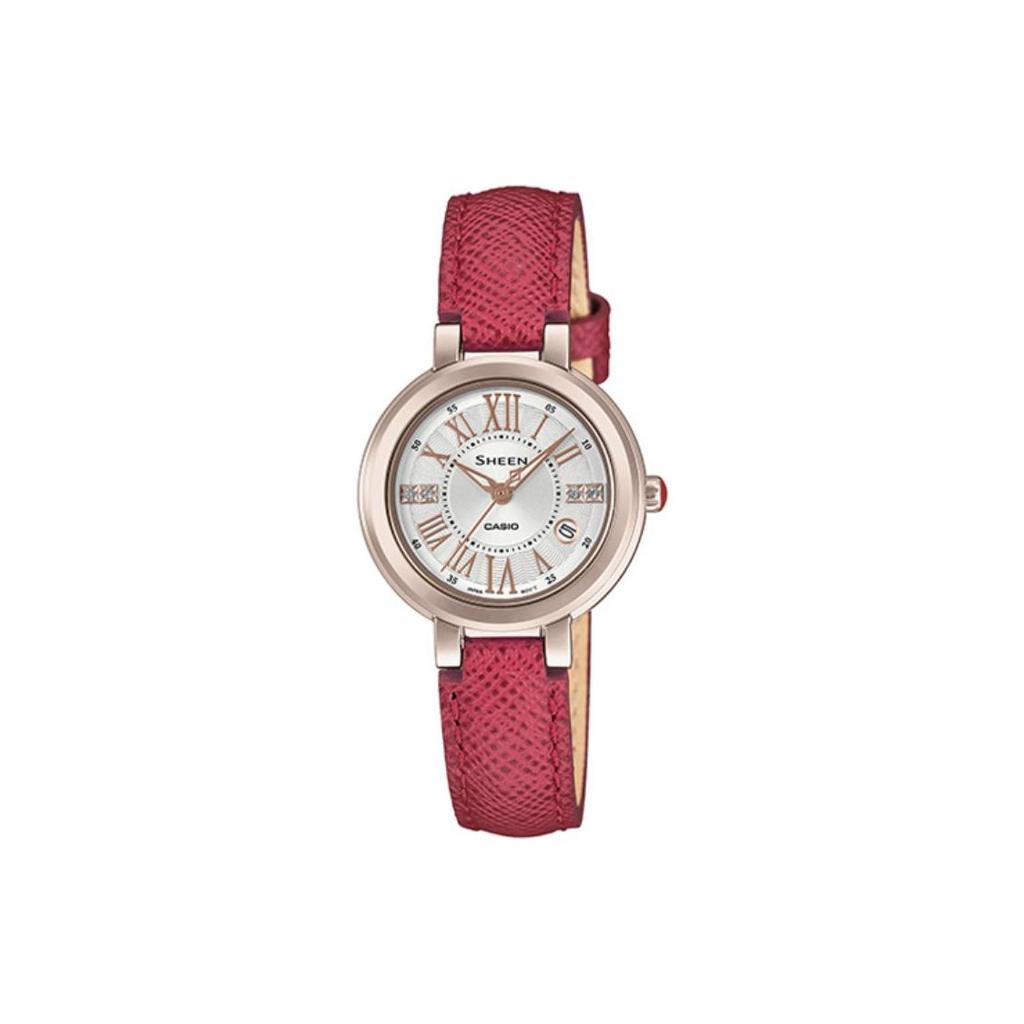 Casio Sheen Elegant Swarovski Imitation Crystal Roman Scale Date Display Waterproof Elegant Quartz Movement Watch Women watches Gray SHE-4629CGL-7AU