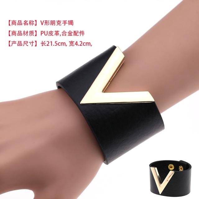 Черный кожаный браслет-браслет-манжета, готический готический бар, панк-браслеты для женщин и мужчин, браслеты, можно регулировать, ювелирные изделия