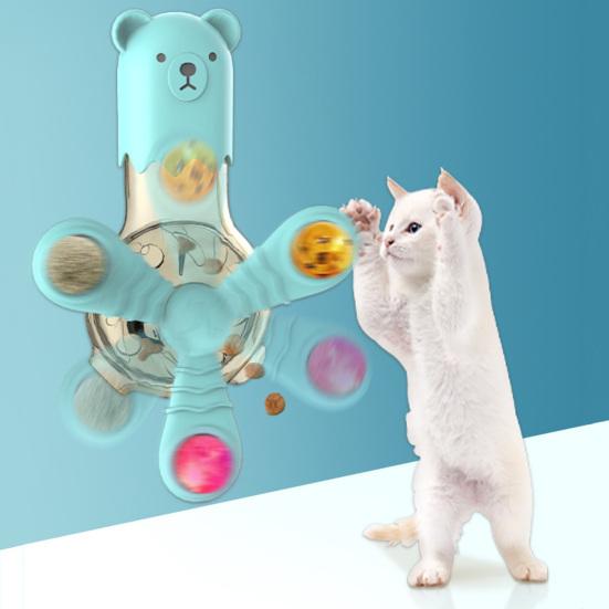 Игрушка для предотвращения утечки корма для домашних животных, интерактивный вращающийся вентилятор, диспенсер для кошачьей еды, игрушка, креативная медленная кормушка, товары для домашних животных