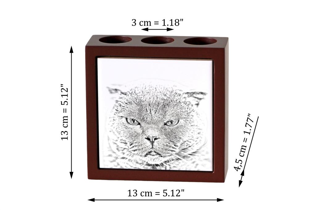Scottish Fold – Pen holder with a cat, desk organizer with a print | Art-Dog