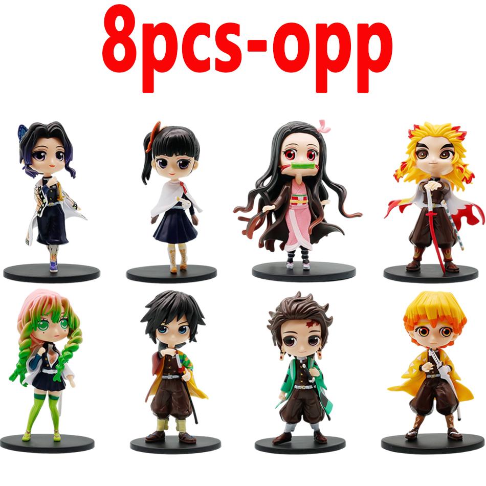 8pcs/kit 2026 Latest  Demon Slayer Tanjiro Kamado Nezuko Animation Figure Miniature Playthings Decoration Piece Playthings Mystery Case Decoration
