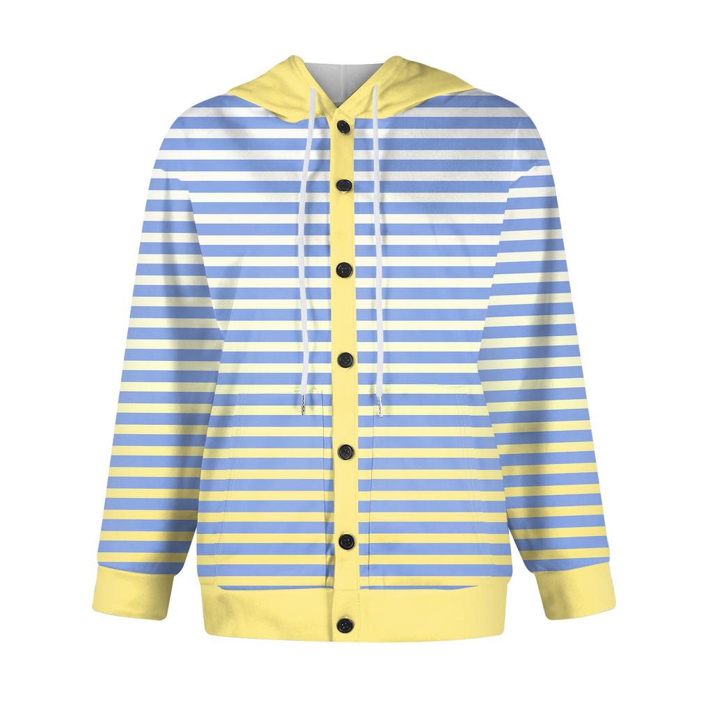 Женская толстовка-куртка, классическая полосатая, с длинным рукавом, свободная, с капюшоном, спортивная куртка