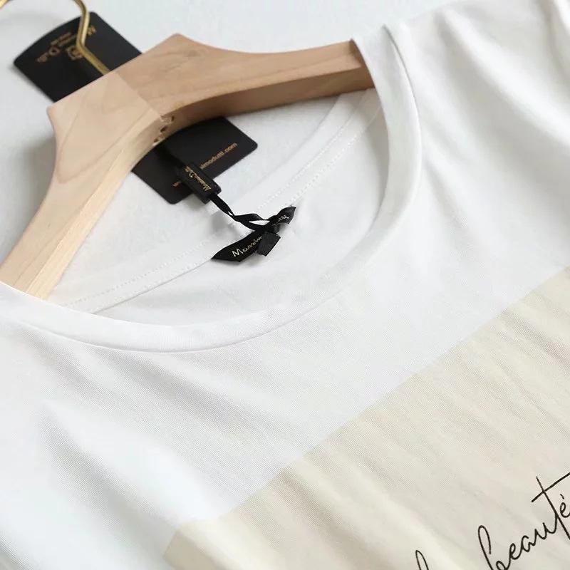 Футболка Уличная одежда Топ для женщин с принтом Белая хлопковая футболка с круглым вырезом с коротким рукавом Свободная