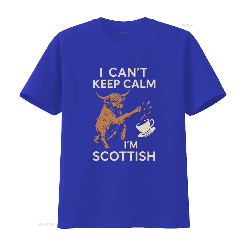 Scottish Highland Cow T Shirt Funny SweaT I Cant Keep Calm Im Scotland Lover Pride vintage Washed Unisex graphic Versatile