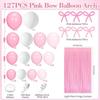 White Pink Bow Rain Silk Balloon Wreath Arch Set Wedding Bride Engagement Bachelor Party Pink Rose Red