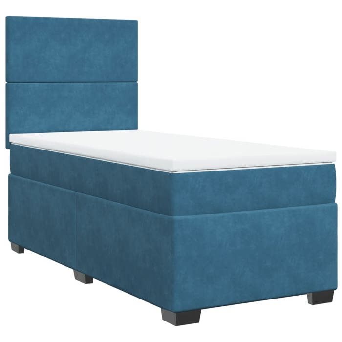 Maison Exclusive - Sommier à lattes de lit avec matelas bleu 90x200 cm velours