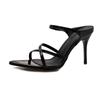 Fashion Temperament Slim Slippers Summer New Pointed Open Toe Cross Thin Strap Set Foot Anti-slip Wear-resistant High Heels