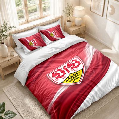 Комплект постельного белья 1 пододеяльник 2 наволочки Принт VfB Stuttgart Спальня Домашний декор