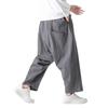 2024 Autumn/Winter Men's Cotton Linen Harem Pants - Chinese Style Patchwork, Casual Wide-Leg