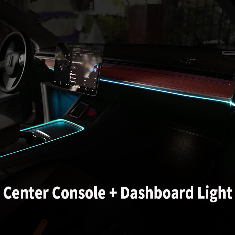 Center Console Dashboard Neon Light Tubes For Tesla Model 3 Y 2021 2022 RGB Interior Ambient LED Strip Lights App Controller